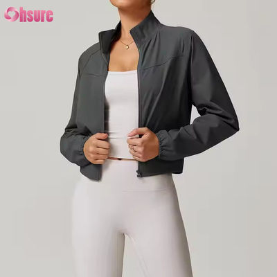 Quick Dry Stand Collar Windproof Outdoor Running Sportswear Fitness Long Sleeve Yoga Top Sport Jacket