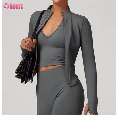 Sun Protection Jacket Stand Collar Zipper Long Sleeve Femme Yoga Jacket Sweatshirts for Women Tight Outdoor Fitness Sports Tops