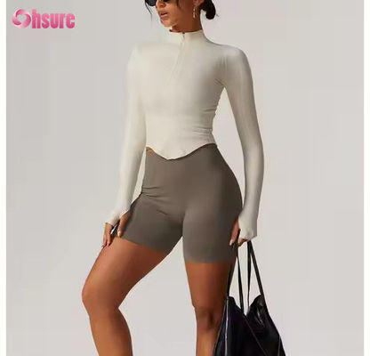 Sun Protection Jacket Stand Collar Zipper Long Sleeve Femme Yoga Jacket Sweatshirts for Women Tight Outdoor Fitness Sports Tops