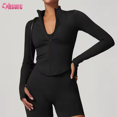Sun Protection Jacket Stand Collar Zipper Long Sleeve Femme Yoga Jacket Sweatshirts for Women Tight Outdoor Fitness Sports Tops