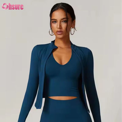 Sun Protection Jacket Stand Collar Zipper Long Sleeve Femme Yoga Jacket Sweatshirts for Women Tight Outdoor Fitness Sports Tops