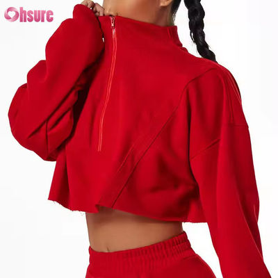 New Warm Sports Hoodies Casual Loose Stand Collar Top Custom Women Running Fitness Sweater Hoodies
