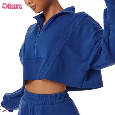 New Warm Sports Hoodies Casual Loose Stand Collar Top Custom Women Running Fitness Sweater Hoodies