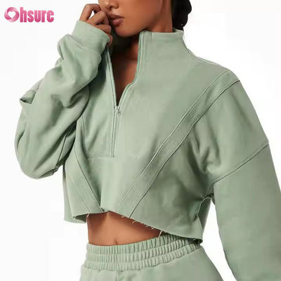 New Warm Sports Hoodies Casual Loose Stand Collar Top Custom Women Running Fitness Sweater Hoodies