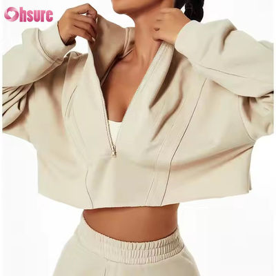 New Warm Sports Hoodies Casual Loose Stand Collar Top Custom Women Running Fitness Sweater Hoodies