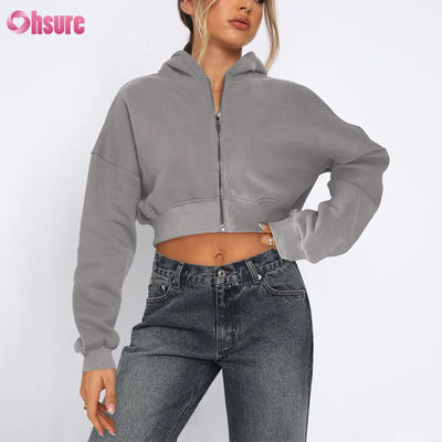 Women's Full Zipper Fitness Cropped Jacket Comfortable Stretchy Soft Thermal Windproof Four-Way Stretch Seamless Winter Hooded