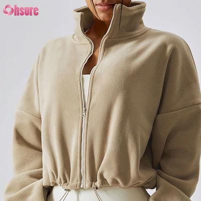 Custom High Quality Logo Support Top Hoodie Women Fitness Sportswear Autumn Long Sleeves Fleece Warm Full Zip Crop Hoodies