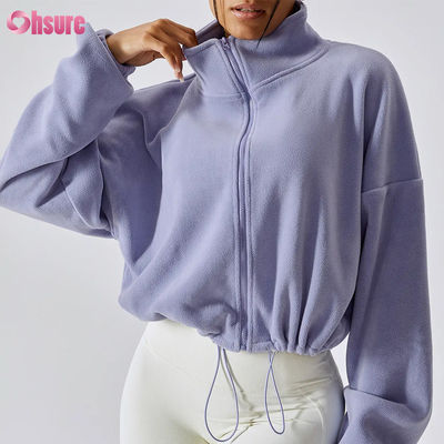Custom High Quality Logo Support Top Hoodie Women Fitness Sportswear Autumn Long Sleeves Fleece Warm Full Zip Crop Hoodies