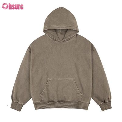 Hot Sale 100% Cotton Acid Washed Oversized Custom Private logo Box Fit Hoodie for Men