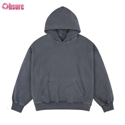 Hot Sale 100% Cotton Acid Washed Oversized Custom Private logo Box Fit Hoodie for Men