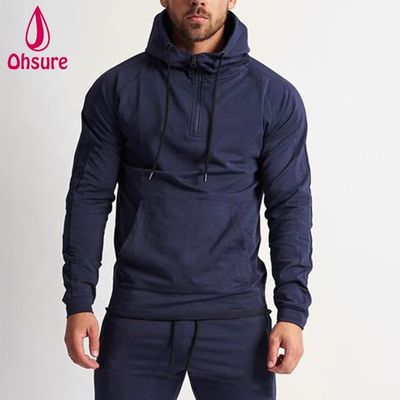 Manufacturer's Men's Sport Pullover Hoodie Winter Warm Fitness Running Sweatshirt with Zipper and Print Design