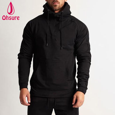 Manufacturer's Men's Sport Pullover Hoodie Winter Warm Fitness Running Sweatshirt with Zipper and Print Design