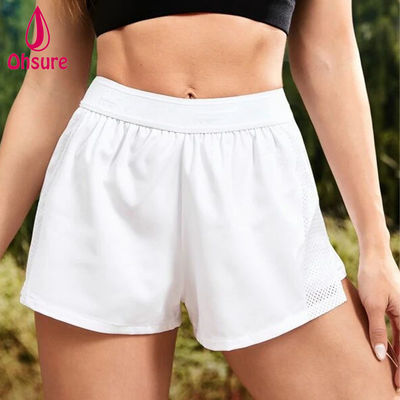 Women Gym Yoga Sports Shorts Wholesale Custom Logo 93% Polyester, 7% Spandex High Waist Elastic Waist 2 in 1 Casual Woven XS-XXL