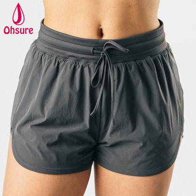 High Quality OEM High-cut Design High-waisted Athletic Sports Shorts Women Fitness Gym Run Yoga Bottoms Shorts Casual Woven