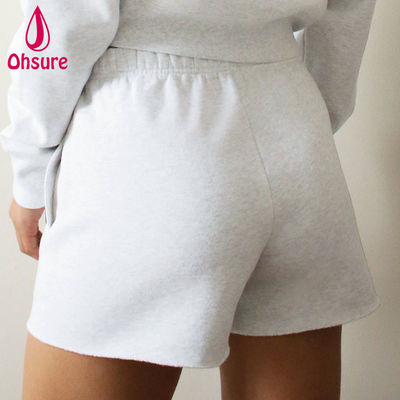 Wholesale Custom Logo High-waisted Sweat Shorts Women Fitness Gym Training Shorts High Waist Loose Inseam Pockets Raw Hem Casual