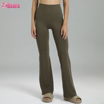 80%nylon 20%spandex Blend 220 Gram Naked Softy Gym Pants Elastic Waistband Workout Flare Leggings for Women