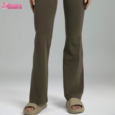 80%nylon 20%spandex Blend 220 Gram Naked Softy Gym Pants Elastic Waistband Workout Flare Leggings for Women