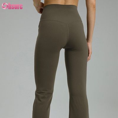 80%nylon 20%spandex Blend 220 Gram Naked Softy Gym Pants Elastic Waistband Workout Flare Leggings for Women