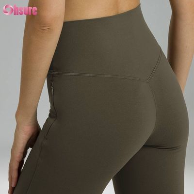 80%nylon 20%spandex Blend 220 Gram Naked Softy Gym Pants Elastic Waistband Workout Flare Leggings for Women