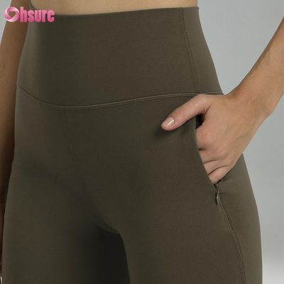 80%nylon 20%spandex Blend 220 Gram Naked Softy Gym Pants Elastic Waistband Workout Flare Leggings for Women