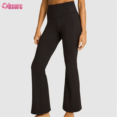 80%nylon 20%spandex Blend 220 Gram Gym Pants Elastic Waistband Workout Flare Leggings for Women Full 1 Piece High Spandex Pants
