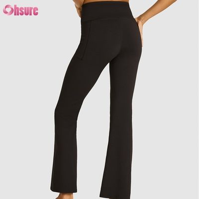 80%nylon 20%spandex Blend 220 Gram Gym Pants Elastic Waistband Workout Flare Leggings for Women Full 1 Piece High Spandex Pants