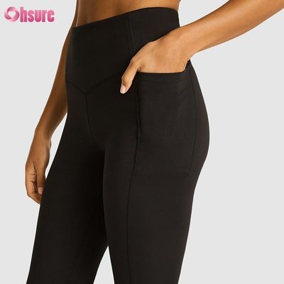 80%nylon 20%spandex Blend 220 Gram Gym Pants Elastic Waistband Workout Flare Leggings for Women Full 1 Piece High Spandex Pants