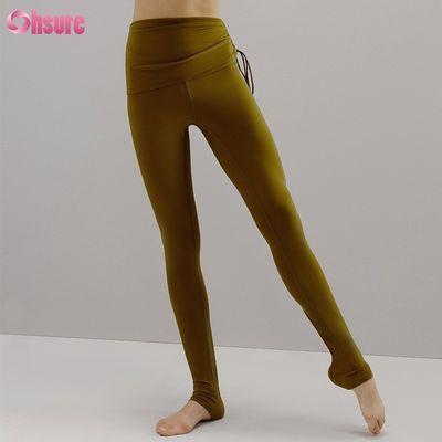 Recycled Nylon Spandex Blend Gym Pants Adjustable Drawstring Workout Leggings for Women Full 1 Piece High Yoga Wear Full Length