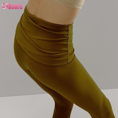 Recycled Nylon Spandex Blend Gym Pants Adjustable Drawstring Workout Leggings for Women Full 1 Piece High Yoga Wear Full Length