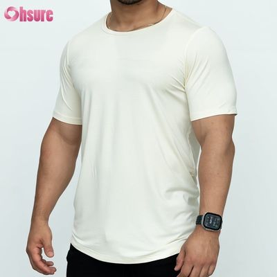 Curved Hem T-shirt Blank Custom 95%Bamboo 5%Spandex Customize Printed Men T-shirts