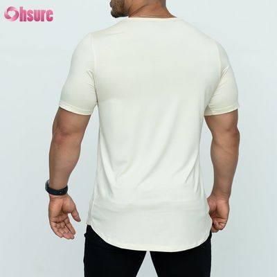 Curved Hem T-shirt Blank Custom 95%Bamboo 5%Spandex Customize Printed Men T-shirts