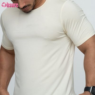 Curved Hem T-shirt Blank Custom 95%Bamboo 5%Spandex Customize Printed Men T-shirts