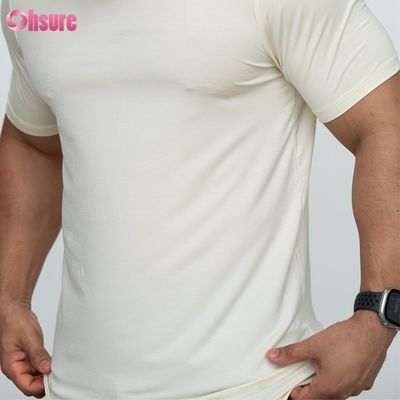 Curved Hem T-shirt Blank Custom 95%Bamboo 5%Spandex Customize Printed Men T-shirts