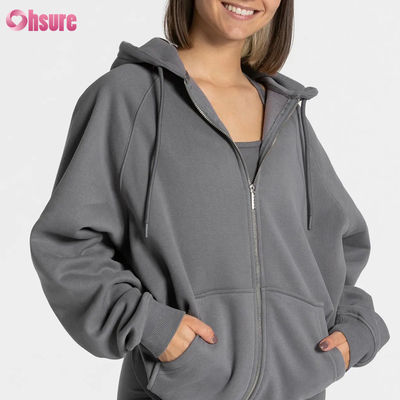 Women's High Quality Oversized Zip Pullover Sweatshirt with Solid Custom Logo Unique Design Fleece Hoodies for Winter