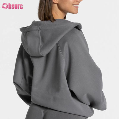 Women's High Quality Oversized Zip Pullover Sweatshirt with Solid Custom Logo Unique Design Fleece Hoodies for Winter