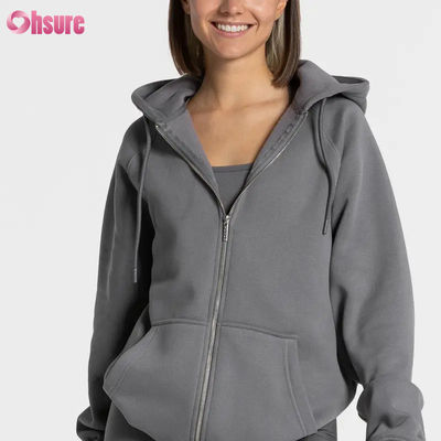 Women's High Quality Oversized Zip Pullover Sweatshirt with Solid Custom Logo Unique Design Fleece Hoodies for Winter