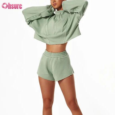 2024 New Fashion High Quality Custom Women's Loose Sports Hoodie Set Long Sleeve Zipper Stand Sweatshirts for Winter