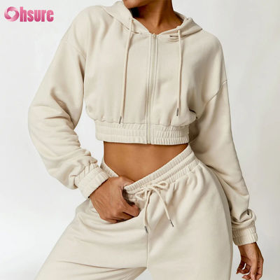 2025 NEW Fashion High Quality Polyester / Cotton Hoodie Jacket With Zipper Hood Loose Long Sleeve Design for Gym Sports Fitness
