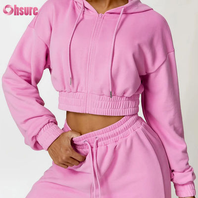 2025 NEW Fashion High Quality Polyester / Cotton Hoodie Jacket With Zipper Hood Loose Long Sleeve Design for Gym Sports Fitness