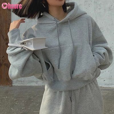 Print Heavy Weight Cotton Women Hoodies Custom Logo Custom Plain Sweatshirt Stand Collar Zip-up Cropped Top