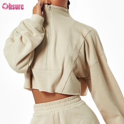 Custom Logo Custom Plain Sweatshirt Women Hoodies Print Heavy Weight Cotton Casual Short Sets Women Two Piece Winter Knitted