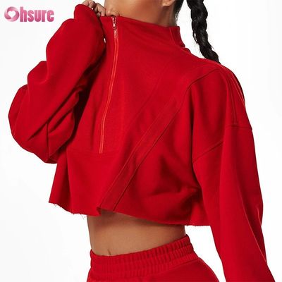 Custom Logo Custom Plain Sweatshirt Women Hoodies Print Heavy Weight Cotton Casual Short Sets Women Two Piece Winter Knitted