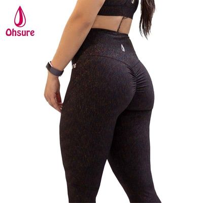 Women's Scrunch Bum Gym Leggings Elastic Waist Sports Tight Fitness Activewear with Solid Pattern Yoga Pants