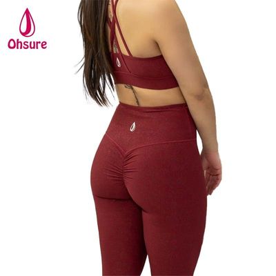 Women's Scrunch Bum Gym Leggings Elastic Waist Sports Tight Fitness Activewear with Solid Pattern Yoga Pants