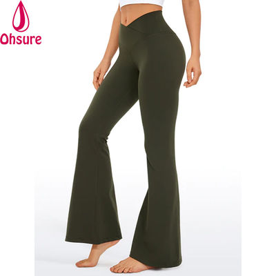 Flared Gym Leggings Fashion Young Girl Tight Leggings Flare Yoga Pants v Cross Waist Sports Leggings for Women