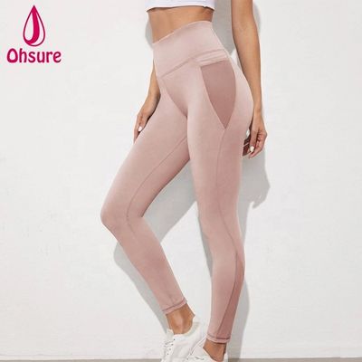 Breathable Mesh Running Pants With Pocket Custom Yoga Leggings for Women Compression Gym Tights