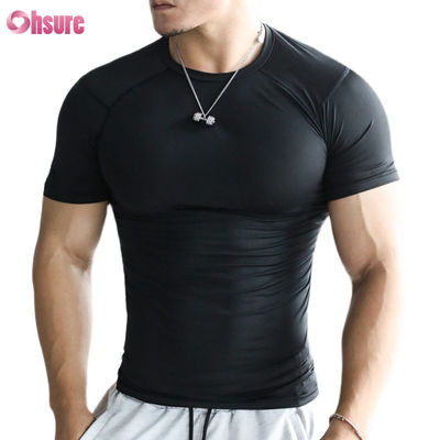 Men's Sportswear Top Sports Quick Drying Tight Athletic Bodybuilding Polyester T-Shirt Men's Fitness Shirt Gym Shirt for Men