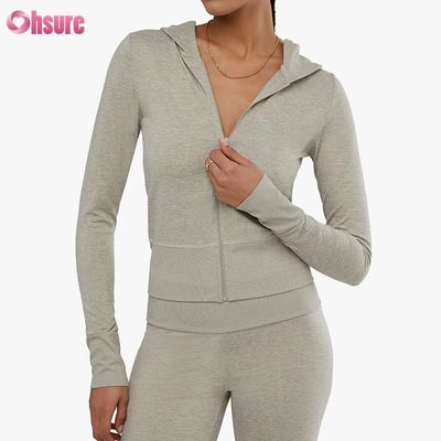 Custom High Quality Fitness Crop Active Full-zip Workout Jacket With Pocket Side for Women