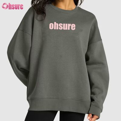 Custom Printed Long Pullover Sweatshirt for Women Casual Loose Round Neck Design with Hood for Winter Sports Knitted Fabric
