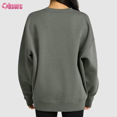 Custom Printed Long Pullover Sweatshirt for Women Casual Loose Round Neck Design with Hood for Winter Sports Knitted Fabric